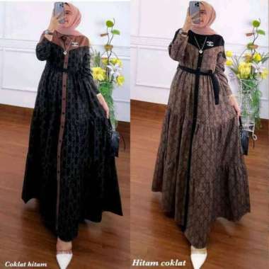 Gamis Terbaru Deera Susun Rempel Rayon Premium Dress Wanita Lengan Panjang Baju Wanita Busui LD 110 