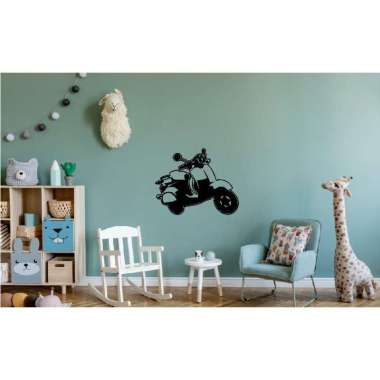 Wallstiker Motor Vespa Tua Vintage Hiasan Stiker Dinding Kamar Decor