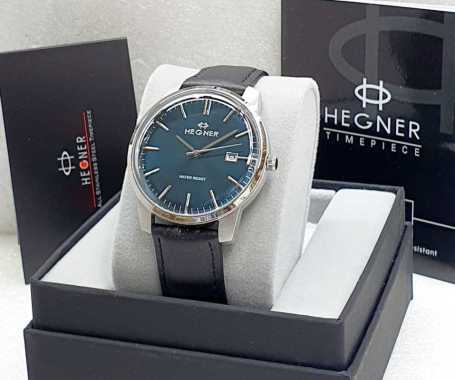 am Tangan Hegner Pria ORIGNAL Tanggal Aktif Strap Kulit Free Box dan Garansi 34852 Hitam 1
