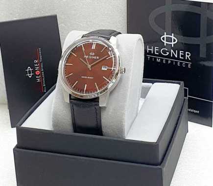 am Tangan Hegner Pria ORIGNAL Tanggal Aktif Strap Kulit Free Box dan Garansi 34852 Hitam 3