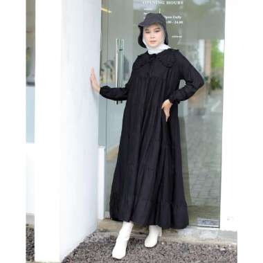 MAYA MIDI DRESS / midi dree termurah / midi dress polos simple/ ootd hijab BLACK