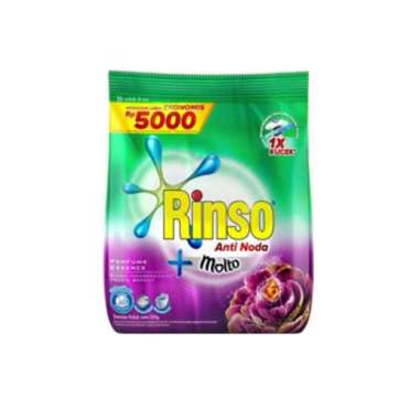 Promo Harga RINSO Anti Noda Deterjen Bubuk + Molto Purple Perfume Essence 240 gr - Blibli