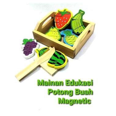 Mainan Edukasi Potong Buah Magnet Box Kayu