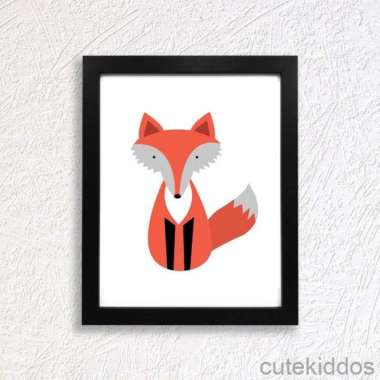 Poster Lucu Animal - Fox - Pigura Hiasan Dinding Frame Hitam