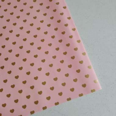 Kertas Kado Premium Motif Love Emas Warna Pink