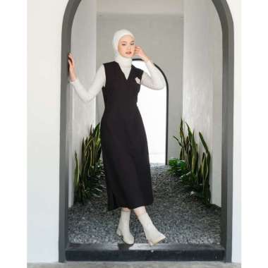 Zetta Overall | Dress Overall Linen Bordir Bunga Charcoal