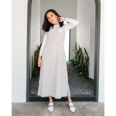 Zetta Overall | Dress Overall Linen Bordir Bunga SIlver