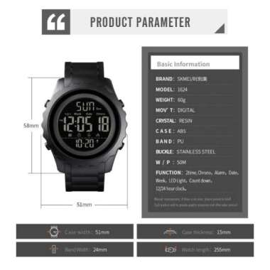 SKMEI 1624 Original Jam Tangan Digital Pria Sport Rubber Karet Tahan Air Camo Green