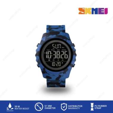 SKMEI 1624 Original Jam Tangan Digital Pria Sport Rubber Karet Tahan Air Camo Blue