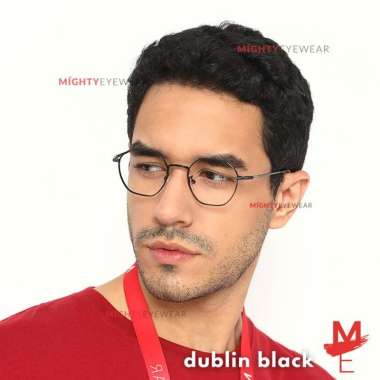 Kacamata Photochromic Antiradiasi - Dublin Black Besi Pria Bulat Frame Saja