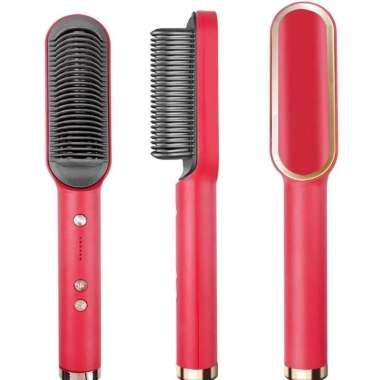 Catokan Sisir Pelurus Rambut Hair Straightener Curler 2 In 1 T909B - Sisir Catok Listrik Curly Rambu