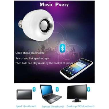 Lampu Bohlam LED RGB Remote Control Warna Kamar with Bluetooth Speaker
