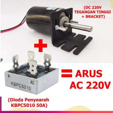 Dinamo Motor AC/DC 220V TEGANGAN TINGGI 3500rpm (8190) Dengan Bracket