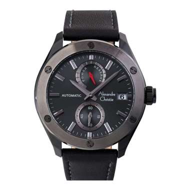 Alexandre Christie Automatic AC 3044 MA LEPBA Man Black Dial Leather Strap [Machtwatch] Hitam
