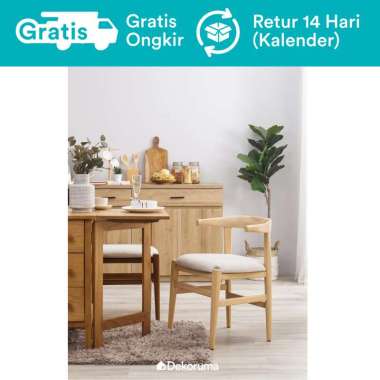 Dekoruma Jiro Kursi Makan Kayu Minimalis - Cafe Dining Chair Coklat Muda