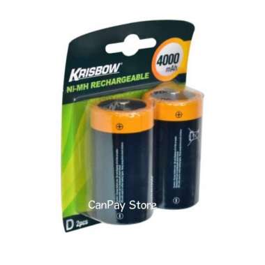 Krisbow Set Baterai Rechargeable Size D 4000 Mah 2 Pcs