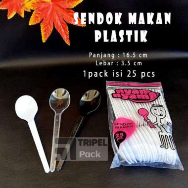 Sendok Makan Plastik Bening/Putih/Hitam 1 Pack isi 25pcs Putih