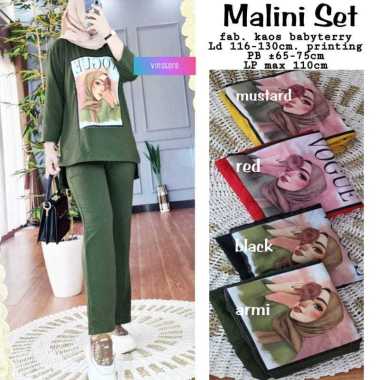 JESLA FASHION MALINI SET BAHAN KAIN CRINKLE AIRFLOW SETCEL KEKINIAN SETCEL WANITA JUMBO SETELAN WANI