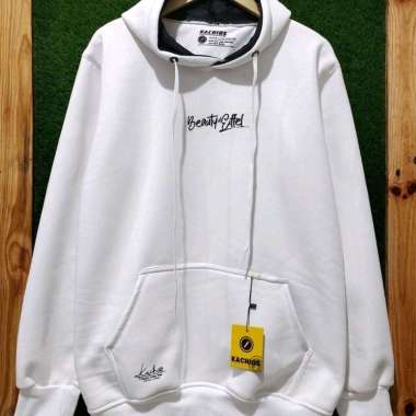 Jaket Pria Hoodie Premium Sweater Cowok Gaya Distro Original Kachios Putih M