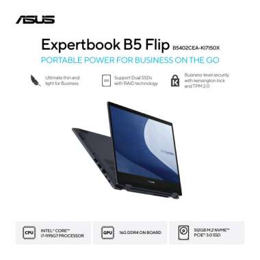 ASUS ExpertBook B5 (Intel® Core™ i7-1195G7/4GB/512GB SSD/Windows 11 Pro) Star Black