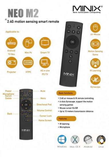 MINIX NEO M2 Remote 2.4G Motion Sensor Air Mouse Voice Android TV Box