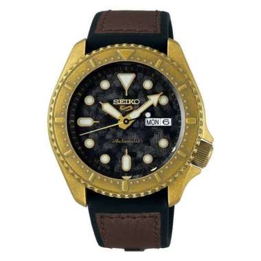 Seiko 5 Sports SRPE80K1 Black Dial Brown Polyurethane Strap SRPE80 Original Garansi Resmi 1 Tahun