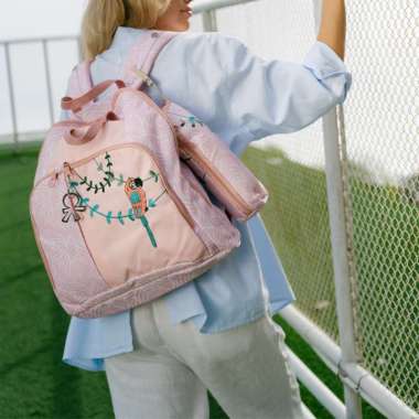 Okiedog Trek Jungle Parrot Pink Diaper bag - tas bayi ransel