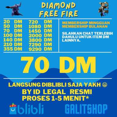 Diamond FREE FIRE - 70 DM FF