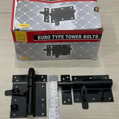 gtk euro hitam 4" grendel tempat kunci 4inch euro tower bolt