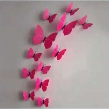 Tempelan Dinding Kulkas Kupu-Kupu 3D Butterfly Kupukupu Magnet Polos 4. Pink