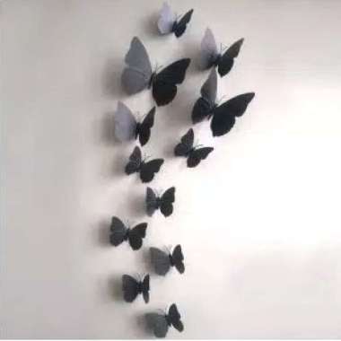 Tempelan Dinding Kulkas Kupu-Kupu 3D Butterfly Kupukupu Magnet Polos 5. Hitam