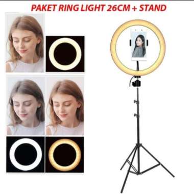 Ring Light LED 26cm +Tripod 2m Lampu Selfie Lampu Vlog Lampu Makeup Multicolor