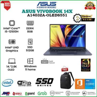 ASUS VivoBook 14X A1403ZA OLEDS551 I5-12500H 8GB 512GB SSD WIN11 OHS