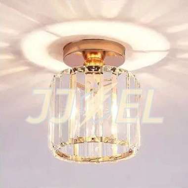 Lampu Hias Kristal Plafon Dekorasi Rumah Cafe Ruang Tamu/Makan/Kamar BULAT GOLD