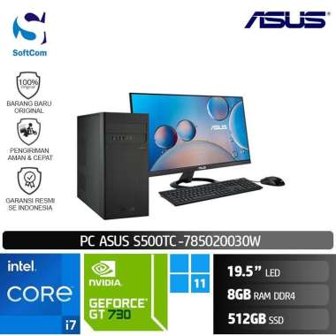 PC Asus S500TC 785020030W Desktop PC [Core i7-11700/8GB/512GB SSD/GT730 2GB/19.5″/Win 11 Home] Black