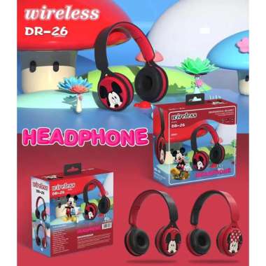HEADPHONE HEADSET BANDO BLUETOOTH/WIRELESS KARAKTER MICKEY MOUSE DR 26