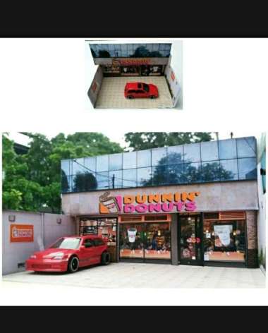 diorama papercraft Dunkin Donuts