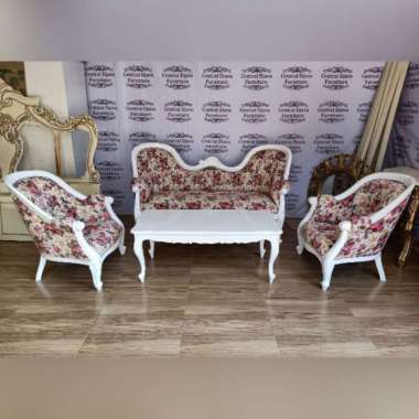 Kursi Meja Tamu Sofa Lengkung Kayu Jati Cat Duco Minimalis Jepara