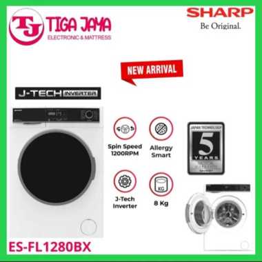SHARP MESIN CUCI ES-FL1280BX FRONT LOADING BOOMERANG SHARP 8 KG ESFL1280 LOW WATT