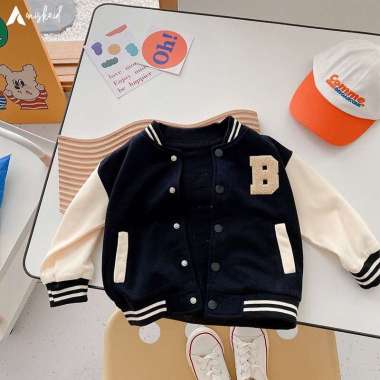 Jacket Anak Outerwear Varsity Baseball Umur 2 3 4 5 6 7 8 9 10 11 12 13 14 15 16 Tahun Bahan Fleece 