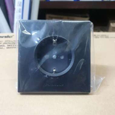 STOP KONTAK MEJA MEETING HITAM 40CM ISI 4 EMPAT LUBANG ALUMINIUM PANASONIC 4PCS