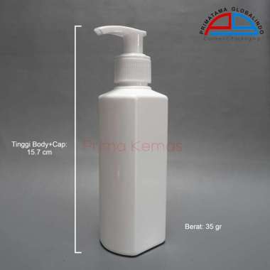 Botol Pump Lotion 200 ml - botol skincare Prima Kemas - Pet SQ 200 ml Putih Pump Lotion AG Putih