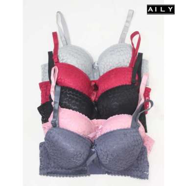 Aily AL28 Bra Wanita Berkawat Full Cup B Abu tua 42B