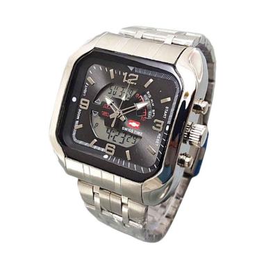 Swiss Army ST7676 Dual Time Jam Tangan Pria - Silver