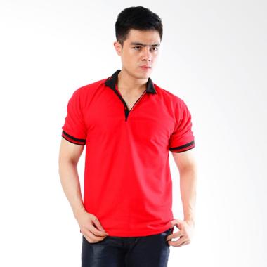 Jfashion Kaos Polo Pria Basic Simpel Elegan - Merah