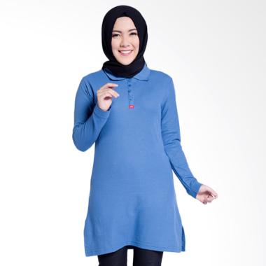Dauky Long Polo Shirt Atasan Muslim Wanita - Blue 507