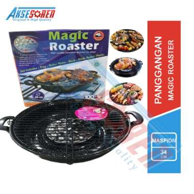 Panggangan Magic Roaster [34 cm] / Alat Pemanggang Sosis, Ayam, Roti, Sate Bakar Dll hitam