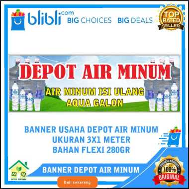 Nasya Gaulcomp Banner Spanduk Backdrop Toko Usaha Depot Air Minum Isi Ulang Aqua Galon BANNER DEPOT