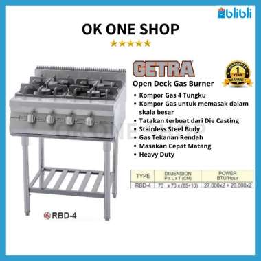 GETRA Gas Open Burner W/ Stand RBD-4 Kompor Gas 4 Tungku Resto