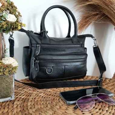 Tas Kulit Wanita Selempang Warna Tan Bahan Kulit Sapi Premium Asli Garut Hitam